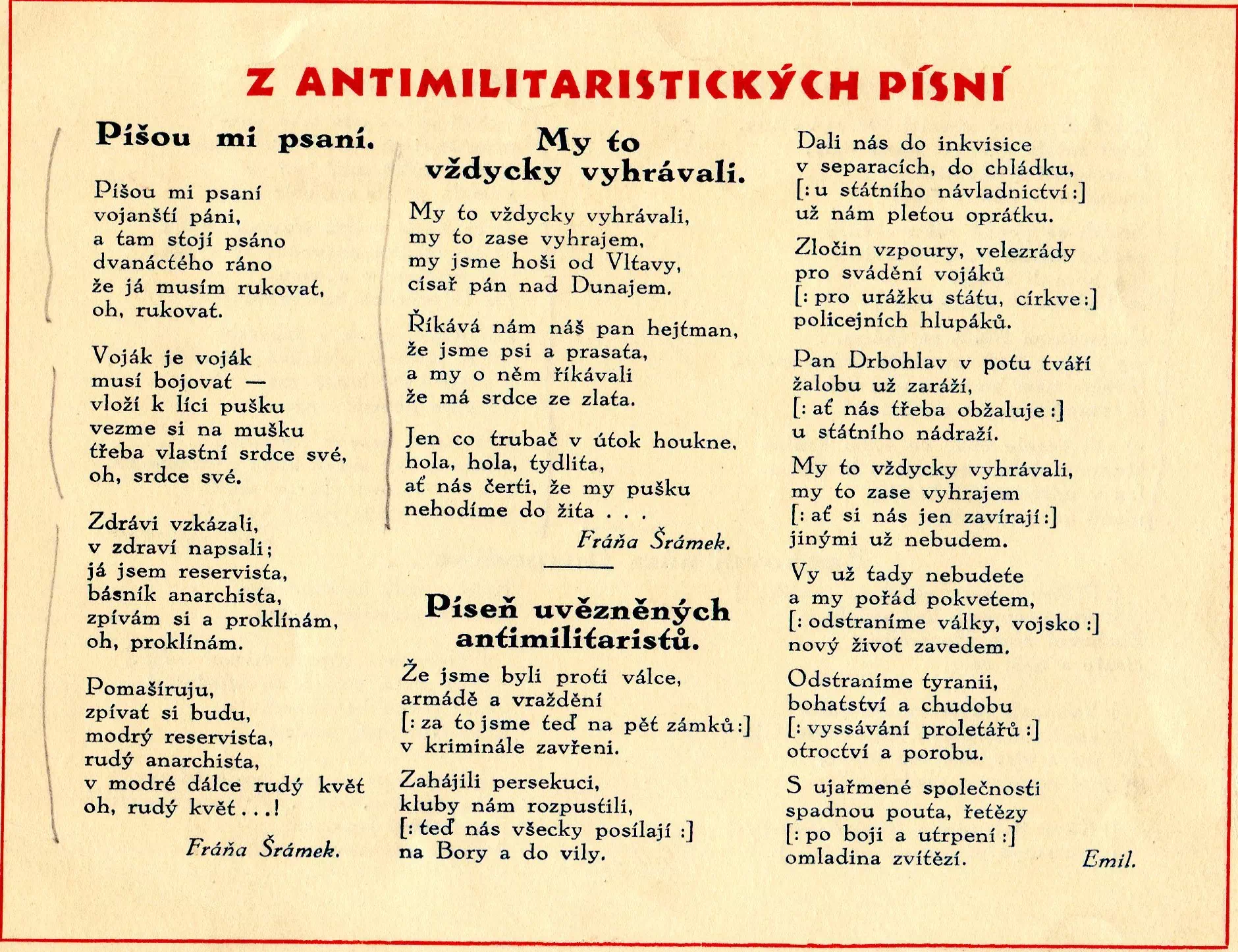 Antimilitaristické písně