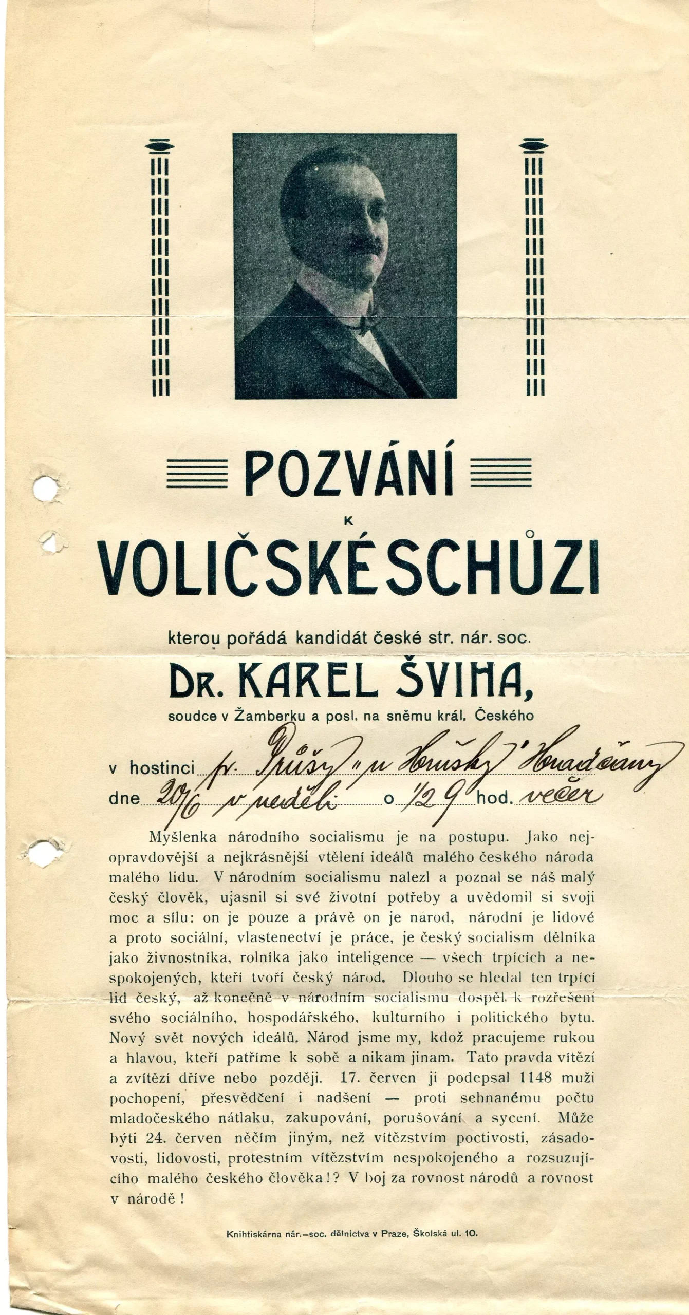 pozvání k voličské schůzi