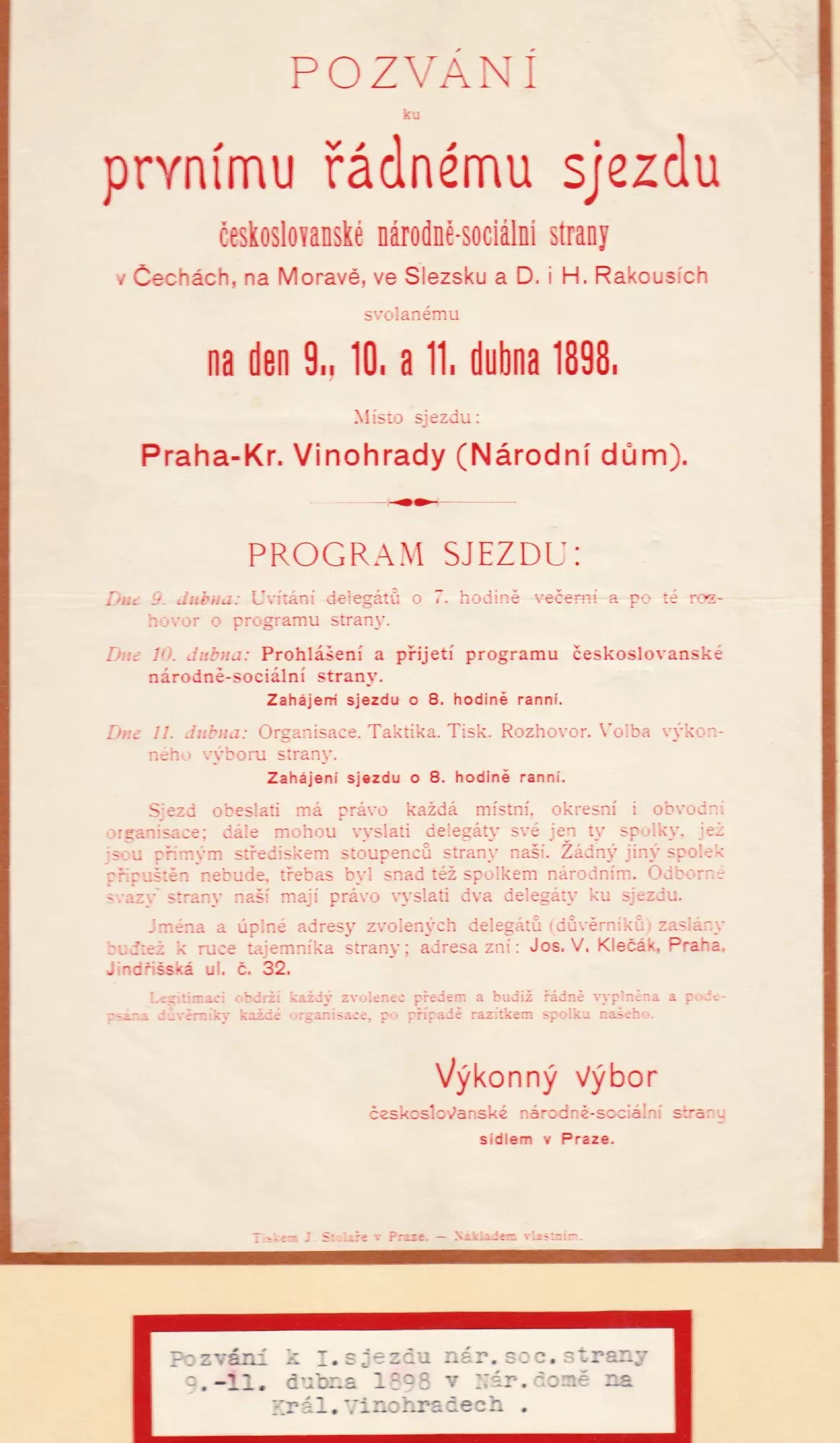 pozvánka na I. sjezd